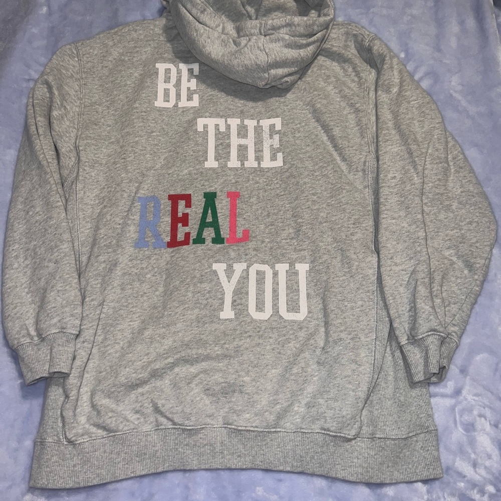 Aerie Gray Hoodie with Multicolor Text